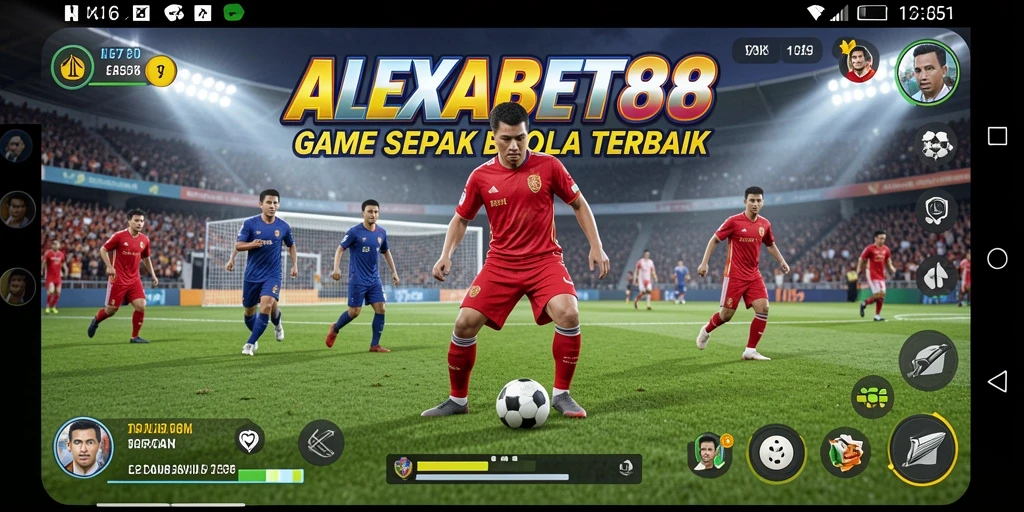 Tampilan gameplay ALEXABET88 dengan aksi sepak bola yang dinamis.
