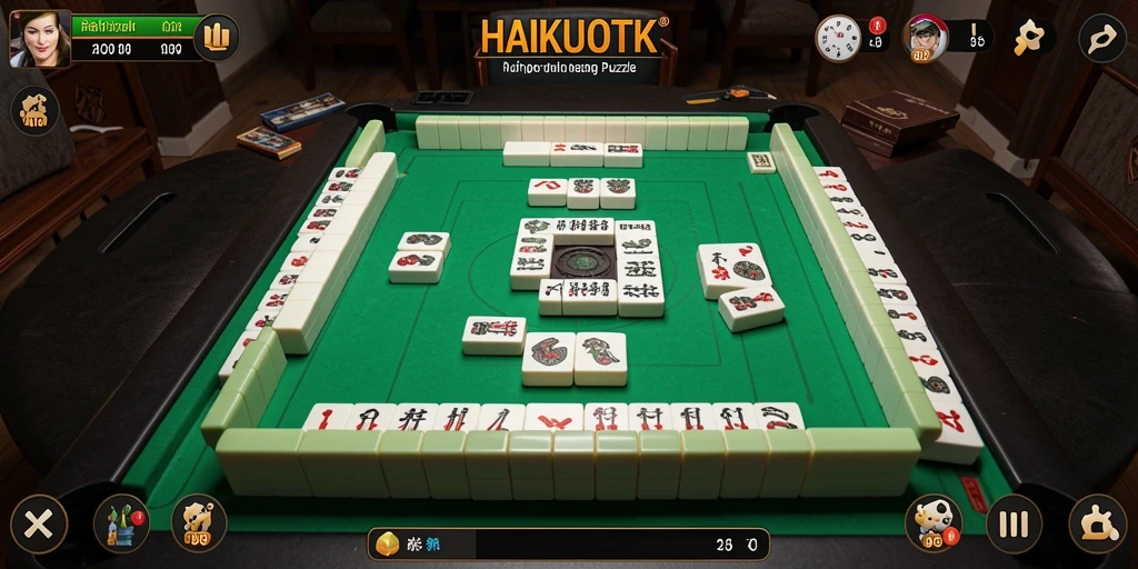 Tampilan gameplay HAIKUOTK yang menarik dengan elemen Mahjong yang berwarna-warni.