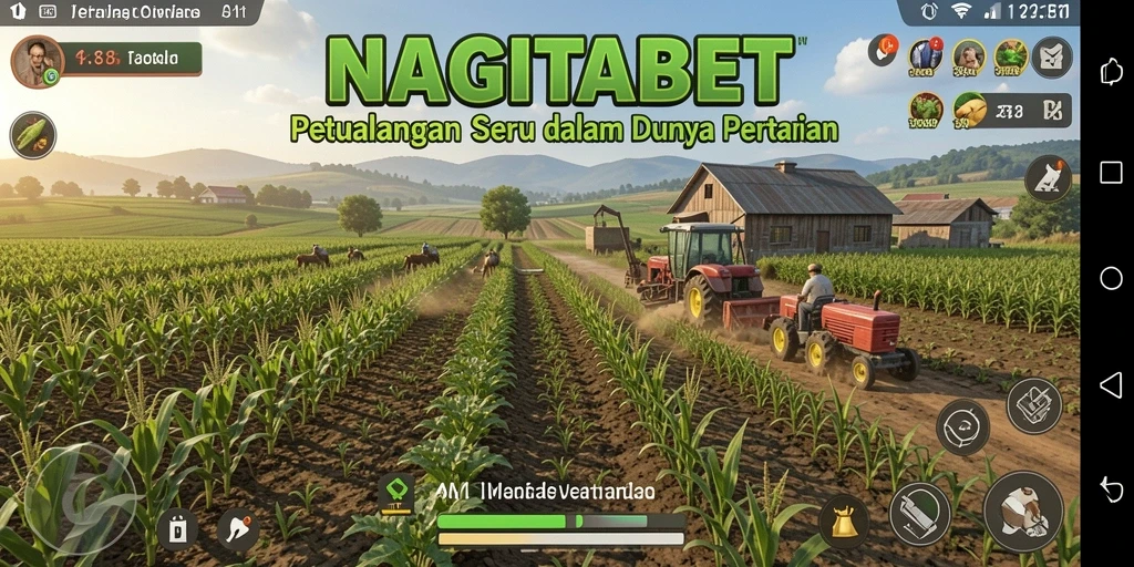 Tampilan gameplay NAGITABET dengan aktivitas bertani yang seru.