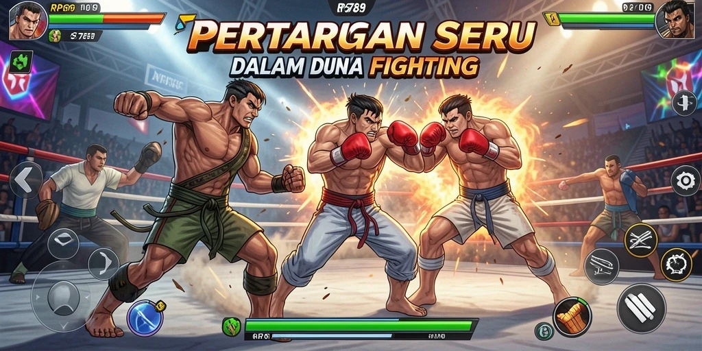 Tangkapan layar menunjukkan aksi intens dalam pertarungan Fighting.