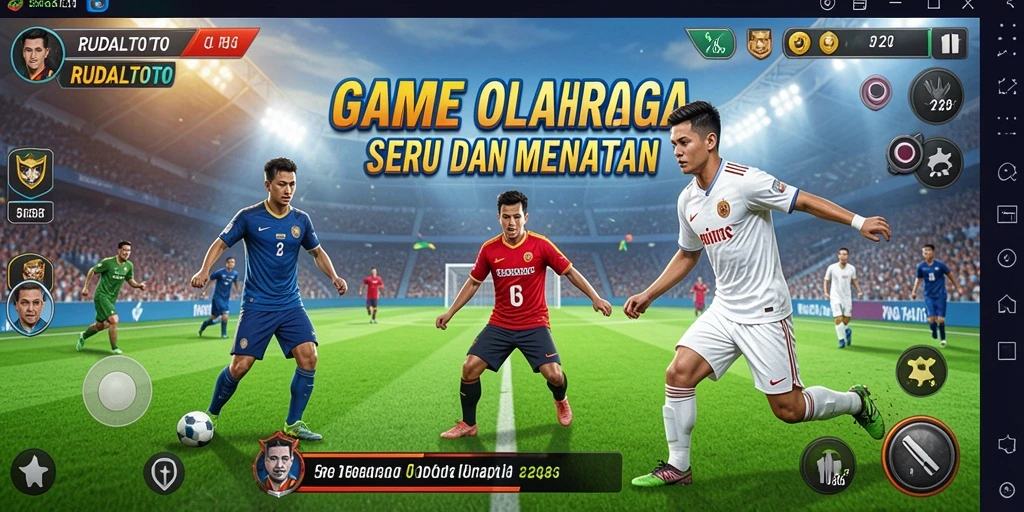 Tampilkan gameplay RUDALTOTO yang mendebarkan dan penuh aksi olahraga.