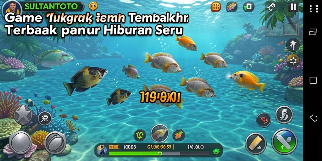 Gameplay menembak ikan yang seru dan penuh warna.