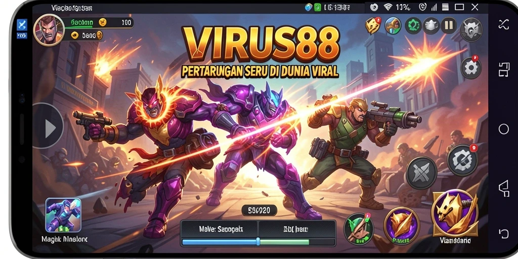 Tampilan seru pertarungan di VIRUS88 dengan karakter beragam.